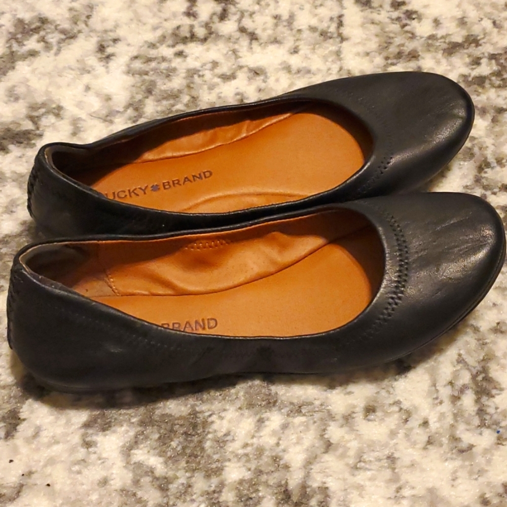 Lucky Brand Ballet Flats, Black, size 7, BARELY WORN